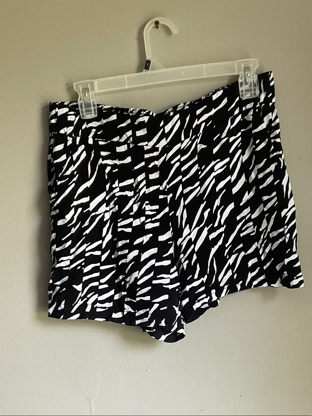 Nine West Black & White Zebra-Print High Waist Shorts